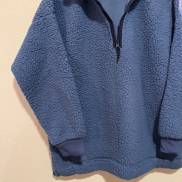 NWOT Aerie Blue Sherpa pullover quarter zip sweater size small - Picture 2 of 5
